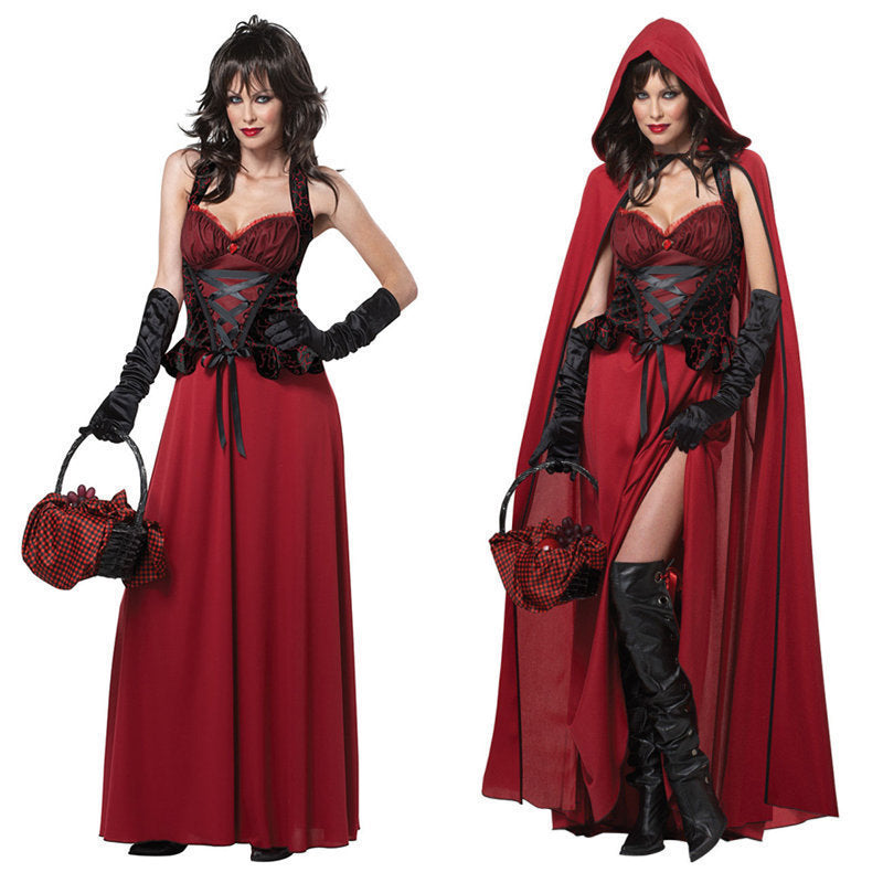 Ladies Halloween Little Red Riding Hood Costume Set – Seductive Party Outfit with Cape