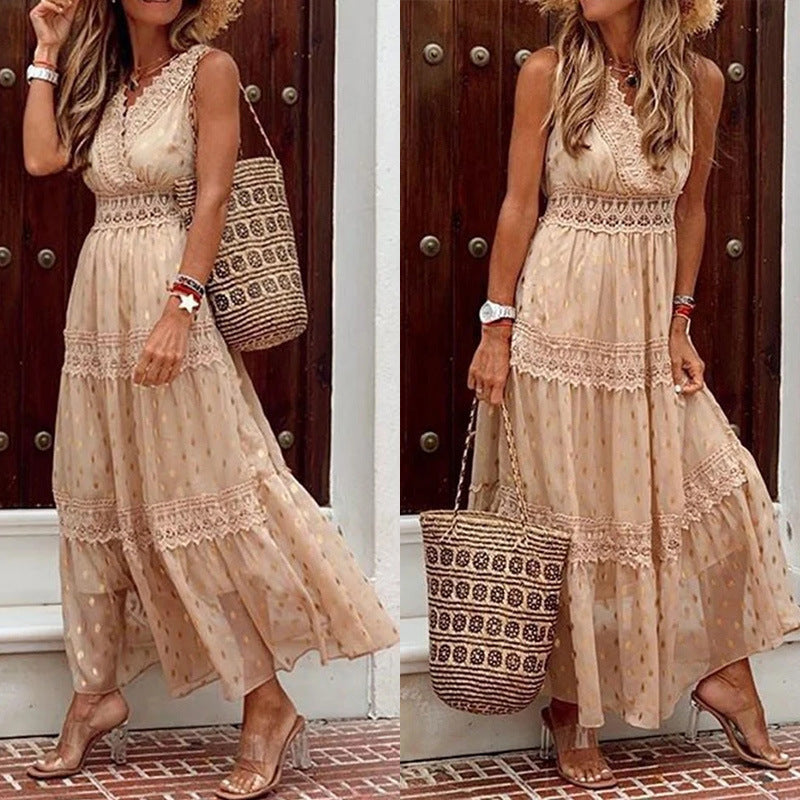Abigail – Sleeveless Chiffon Dress with Deep V-Neck