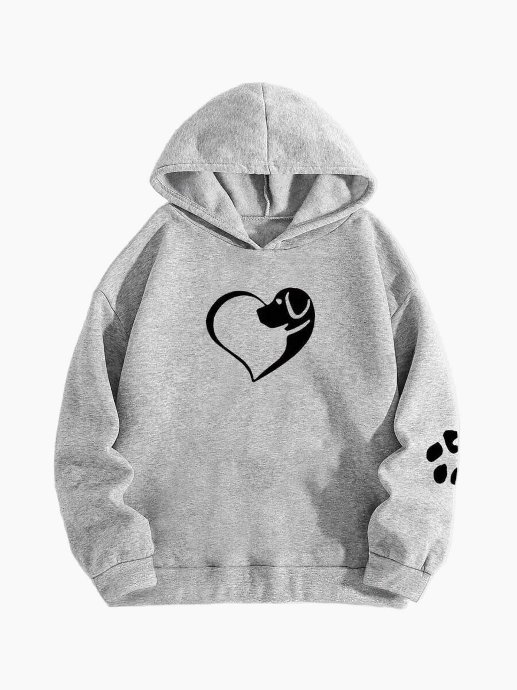 Women's Hoodie with Dog Heart and Paw Print – Casual and Comfortable for Animal Lovers