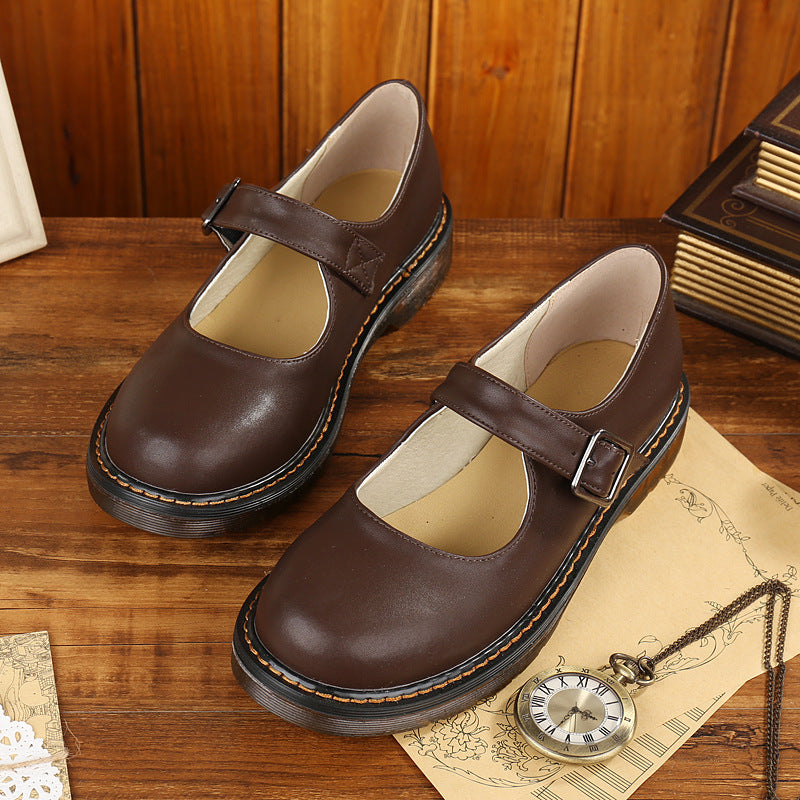 Girls Classic Mary Jane Shoes with Buckle – Comfortable Retro School Style