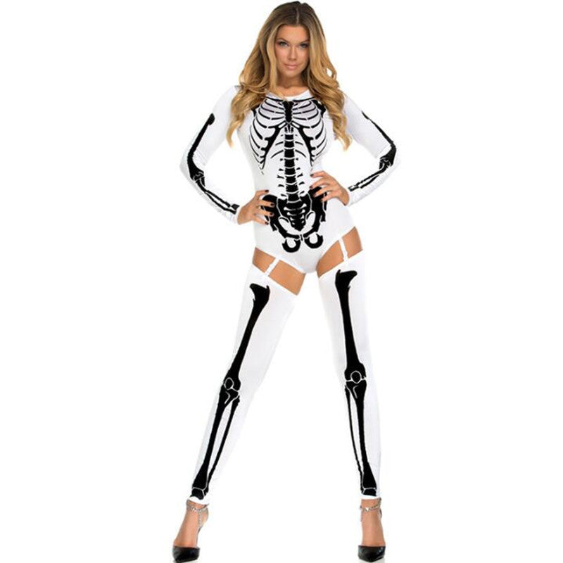 Women's Halloween Skeleton Catsuit Costume - Sexy Bodysuit for Party & Celebration