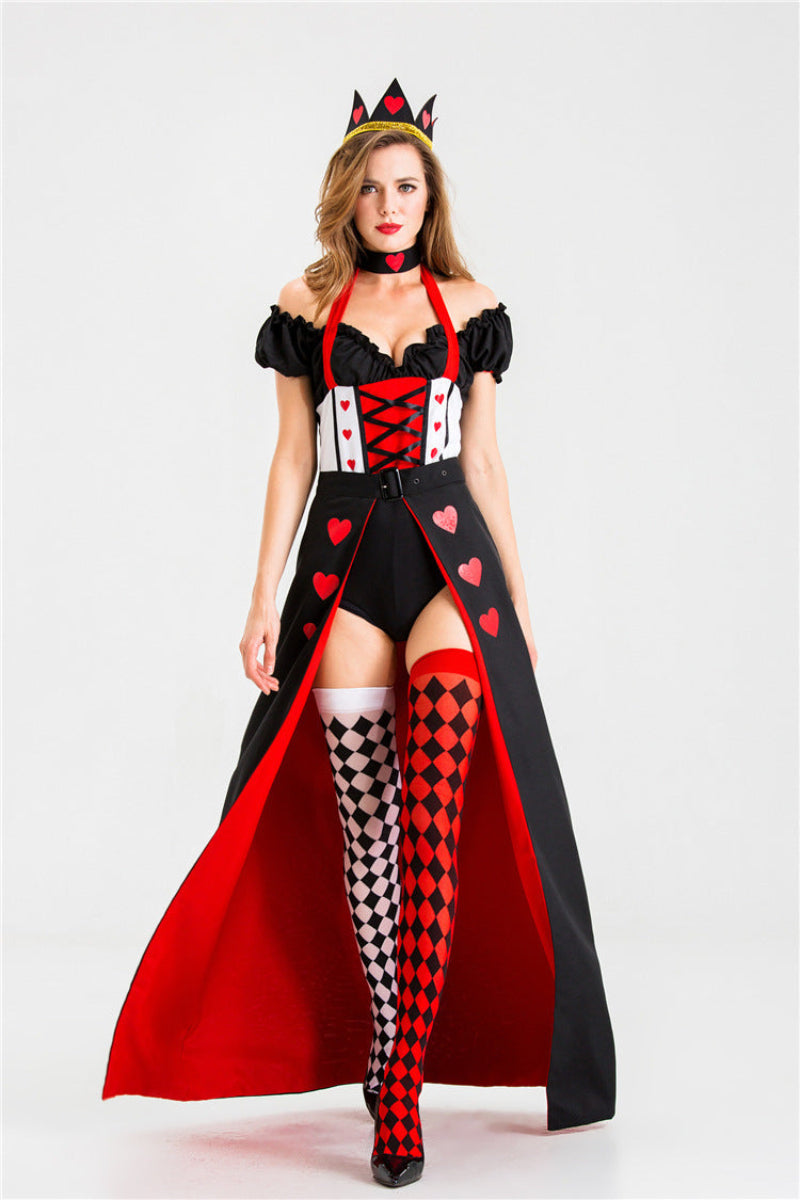 Ladies Halloween Queen of Hearts Costume – Dress with Stockings – Carnival & Party