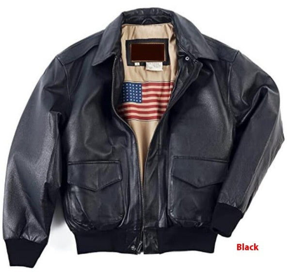 Oversized Men's Bomber Jacket of Vegan Leather with Zipper and Pockets for the Summer