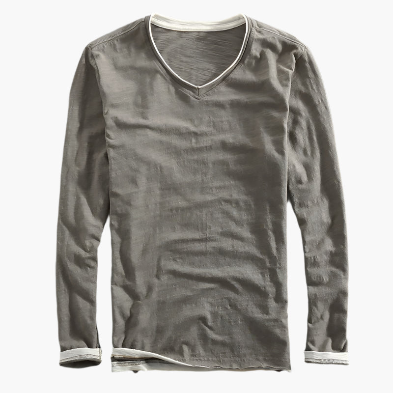 Heren Longsleeve Layered Illusion V-hals Slim Fit Casual Shirt