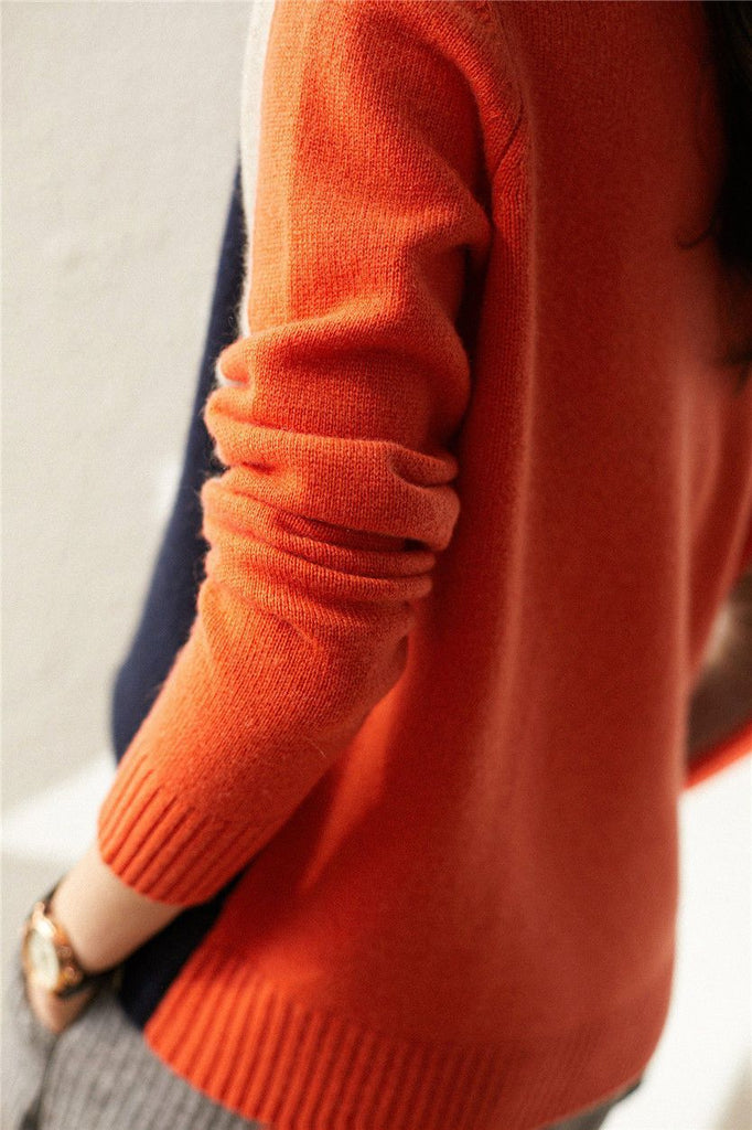 Women's Sweater Colorblock Style – Modern Fitted Sweater for Urban Looks