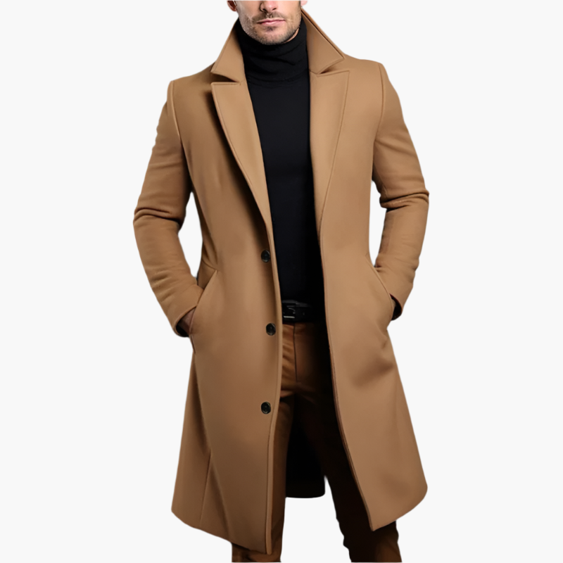 Men's Classic Long Coat – Stylish Overcoat for Business and Casual Use