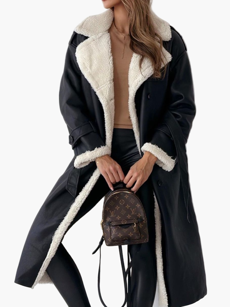 Women's Long Stylish Winter Coat with Warm Collar – Elegant Trend Coat for Autumn and Winter