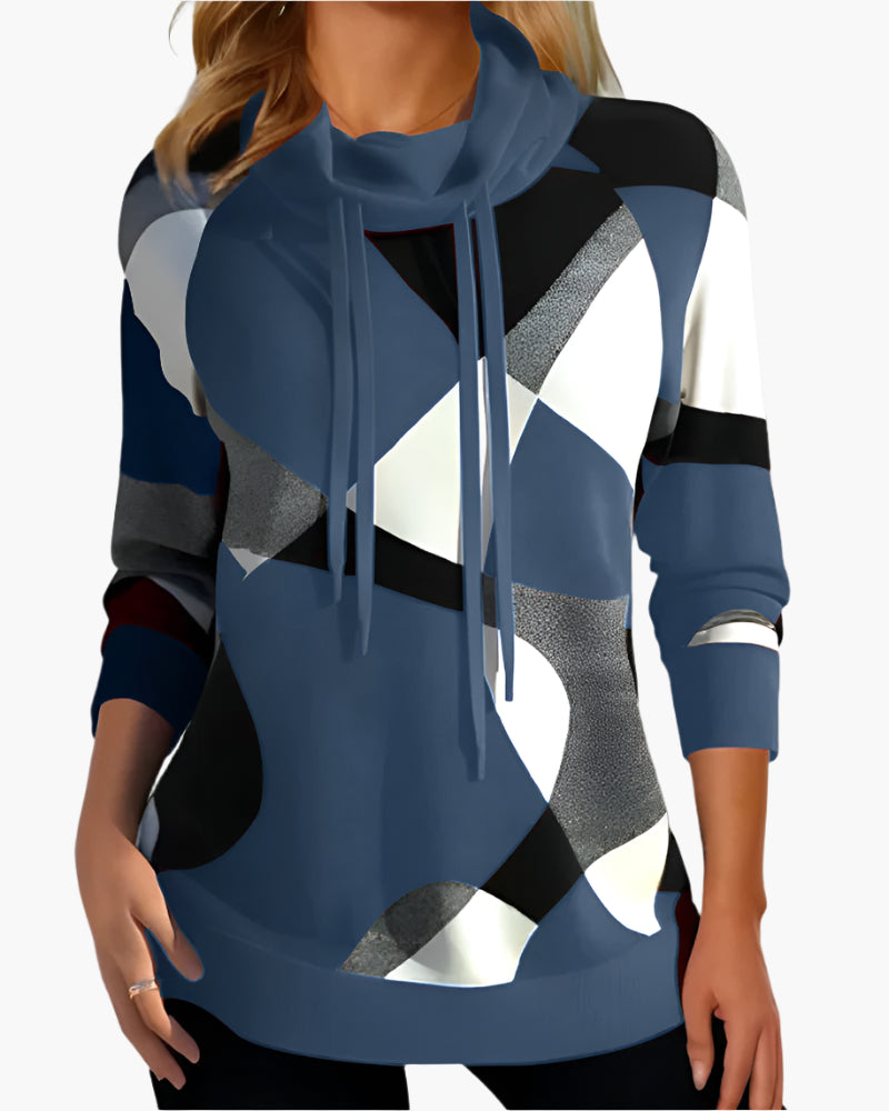 Women's Fashionable Colorblock Sweater with Turtleneck and Raglan Sleeves – Casual Comfort for Every Day