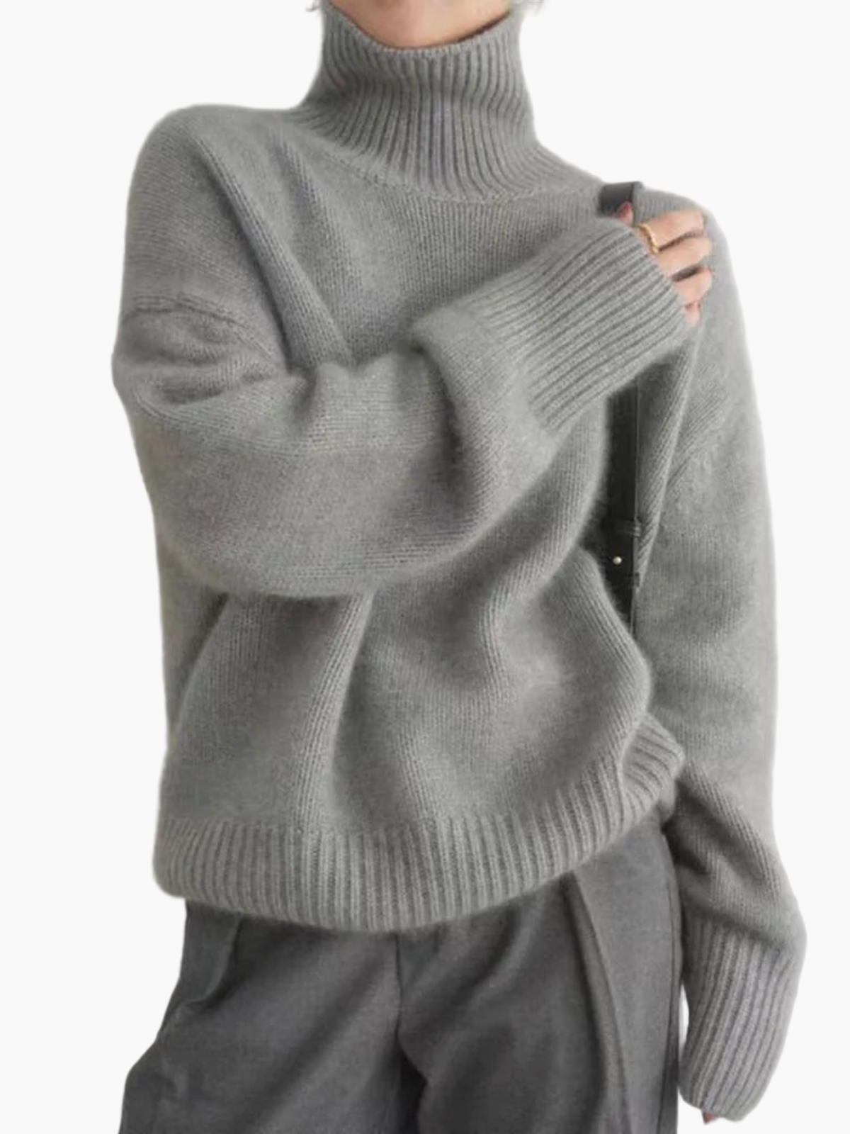 Women's Turtleneck Knitted Sweater – Fashionable Oversized Style for Autumn and Winter