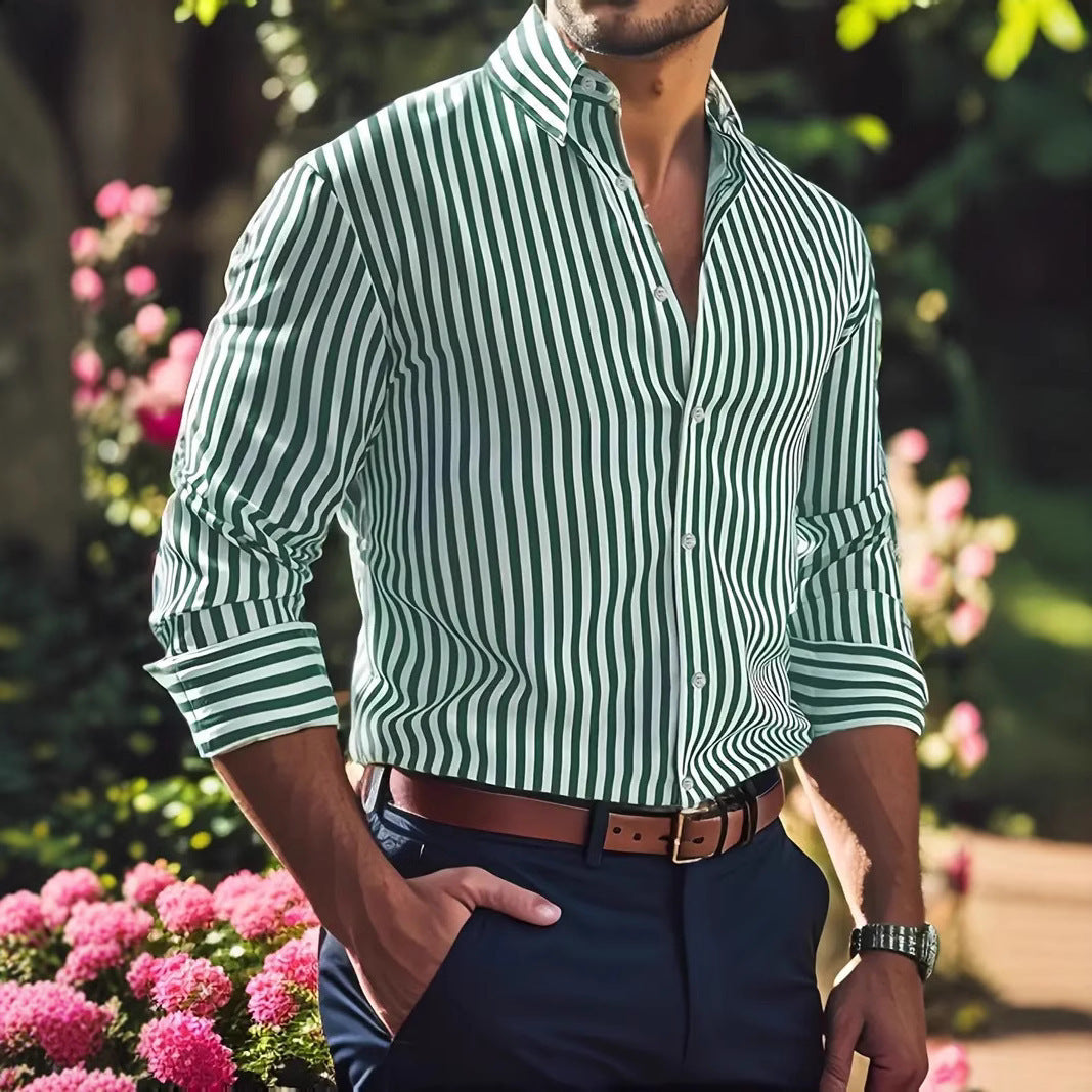 Men's Stylish Striped Shirt Slim Fit – Business & Casual