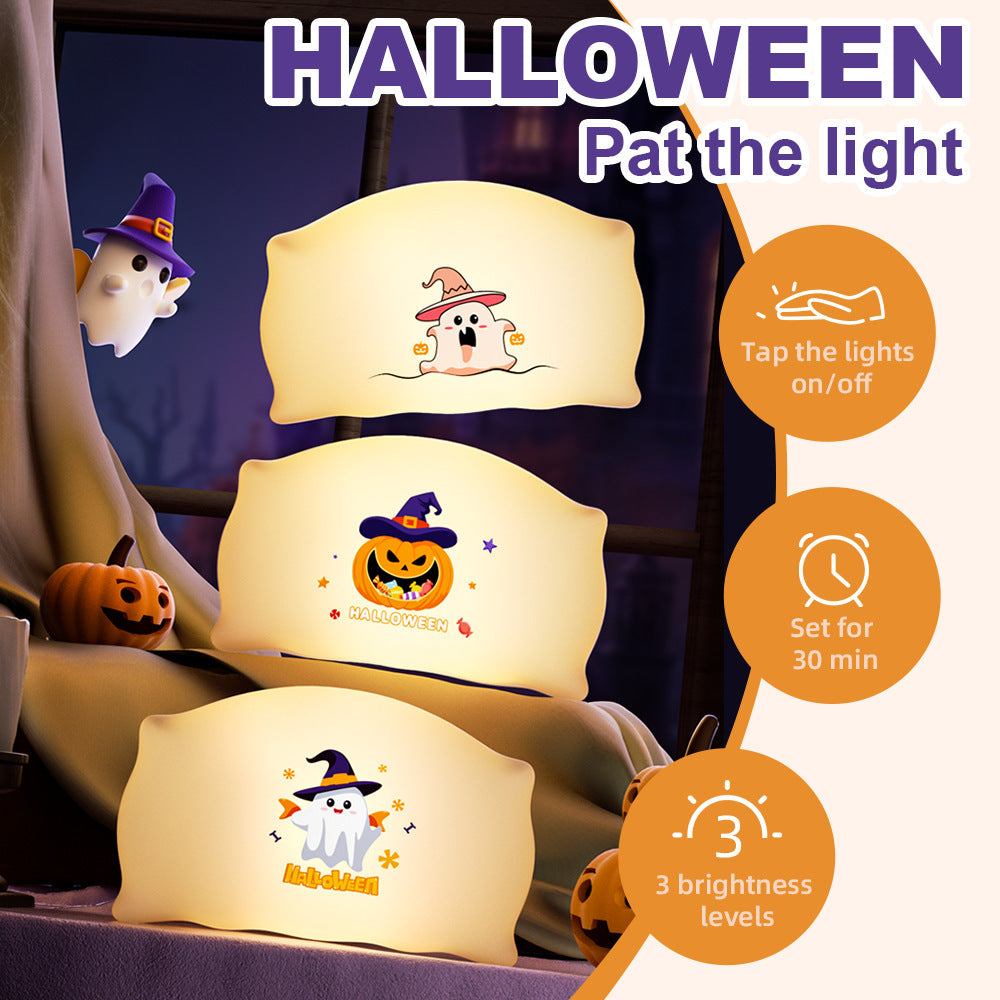 Halloween Night Light Children – Tap Light with Ghost & Pumpkin – Decoration for Halloween Party and Bedroom
