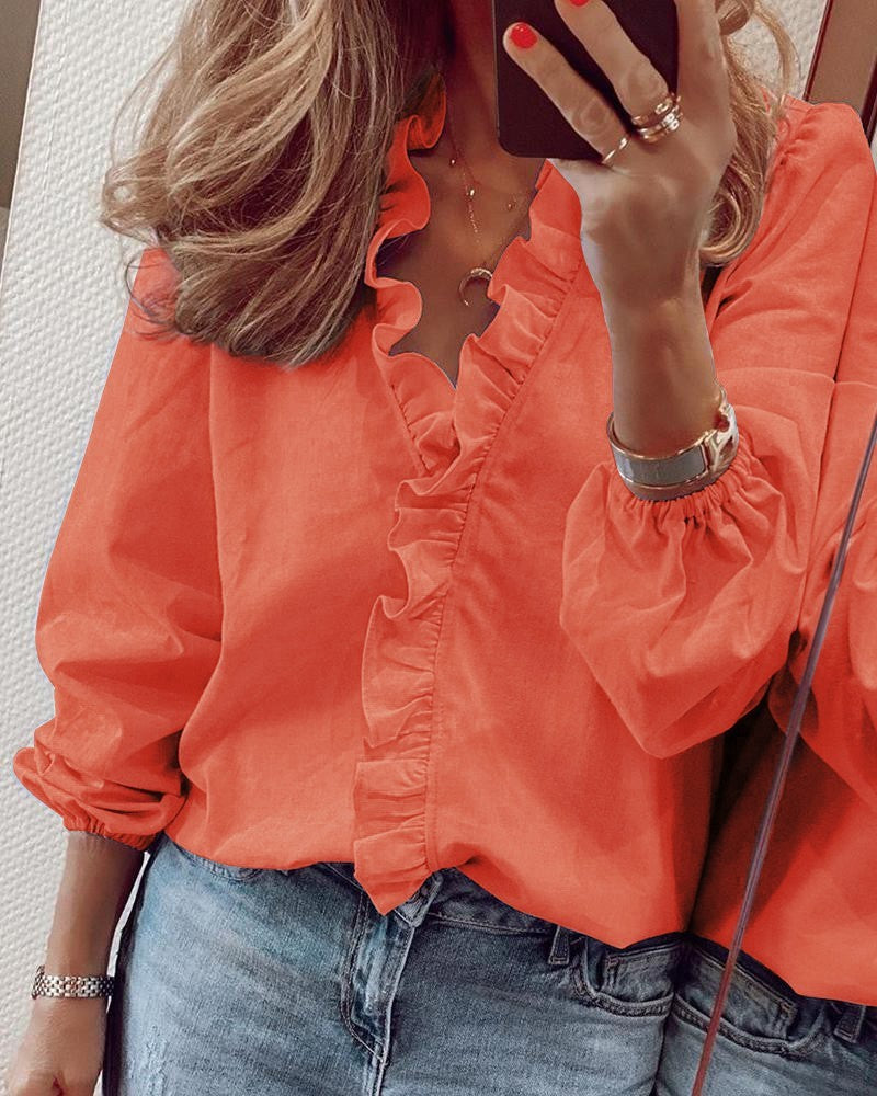Phoebe – Long Sleeve Blouse with Ruffles