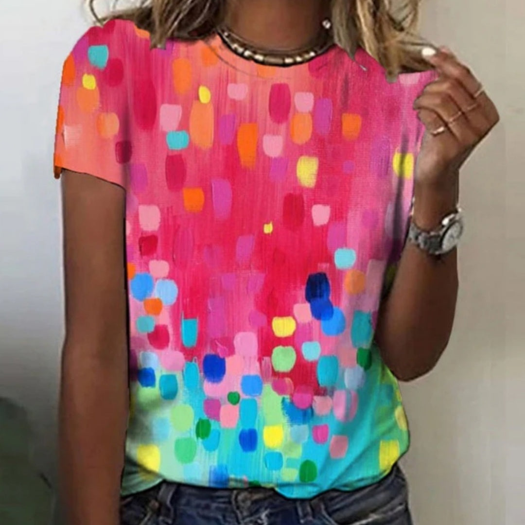 Margaret – Floral Print Round Neck T-shirt