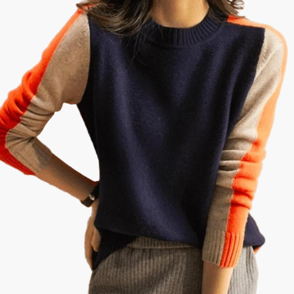 Women's Sweater Colorblock Style – Modern Fitted Sweater for Urban Looks