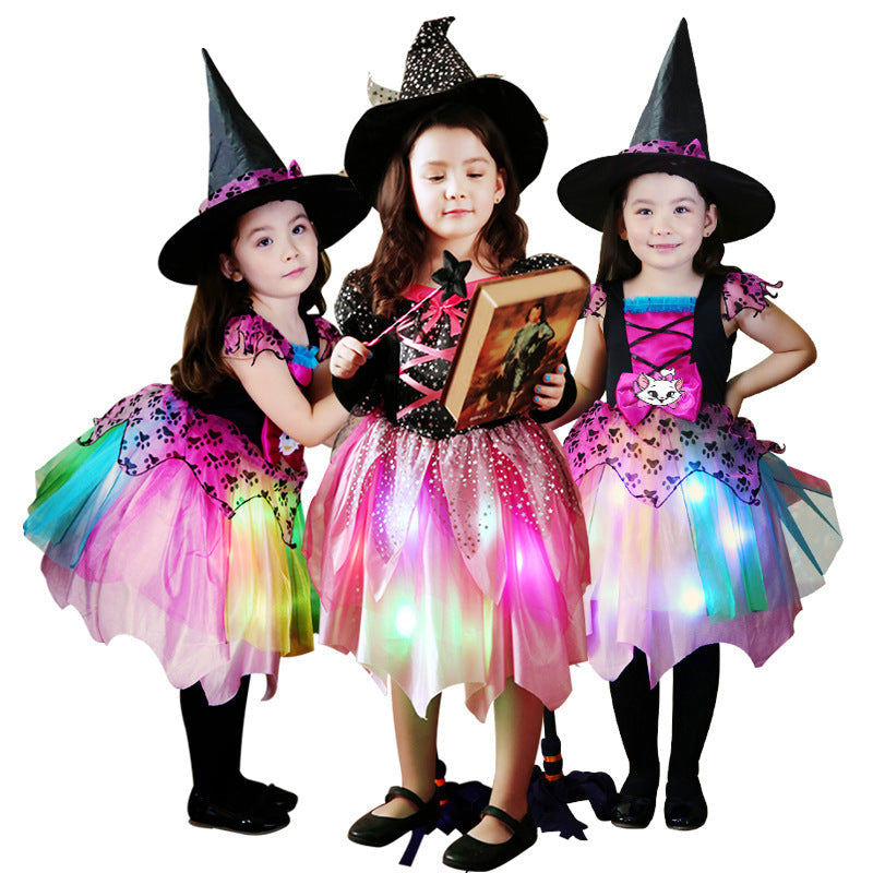 Girls Halloween Wizard Costume Set with Hat, Wand and Bag – Ideal for Parties & Trick-or-Treat