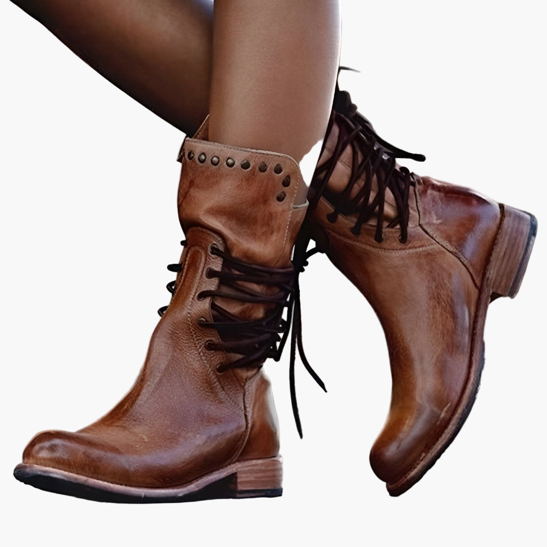 Women's Vintage Leather Lace-up Boots for Adventure and Daily Use