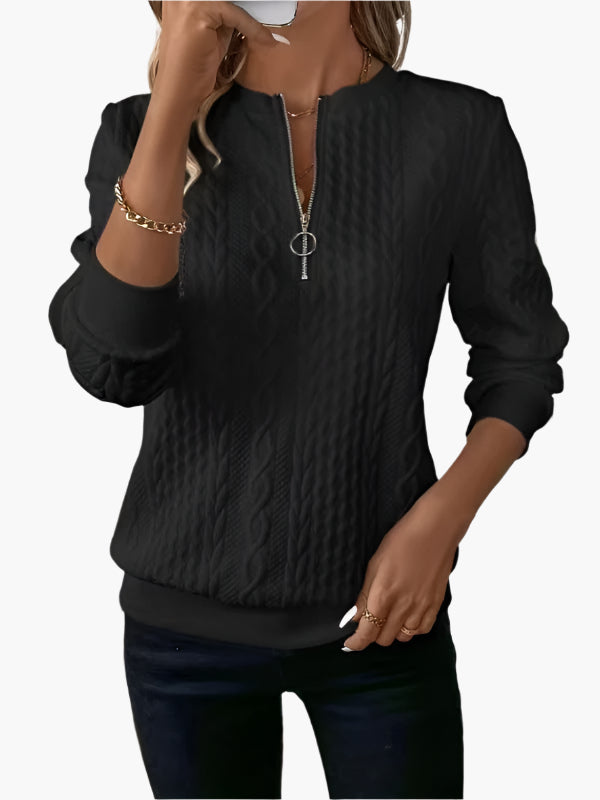 Women's Knitted Sweater with Zipper – Stylish Casual Pullover for Autumn and Winter