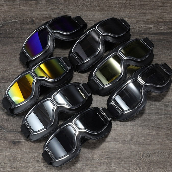 Unisex Retro Motorcycle Goggles – Protective Glasses for Motorcycling, Skiing, and Outdoor Adventures