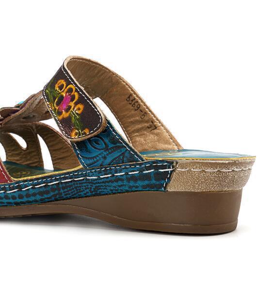Hayley – Hakken Slippers with Ethnic Flowers for Women