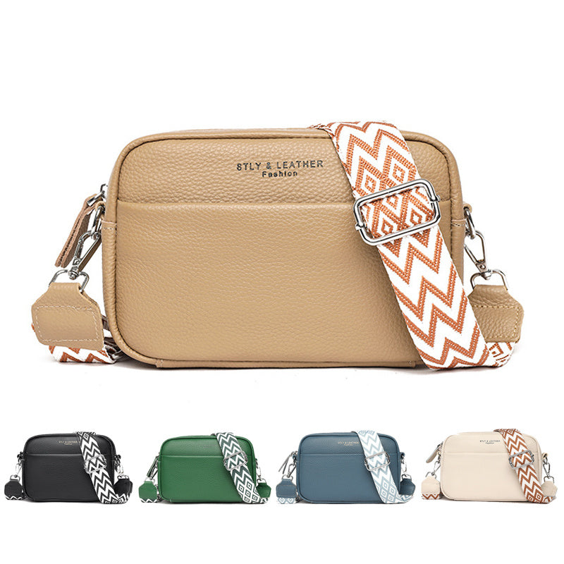 Hayley – Shoulder bag with Rhombus Embroidered Wide Shoulder Strap