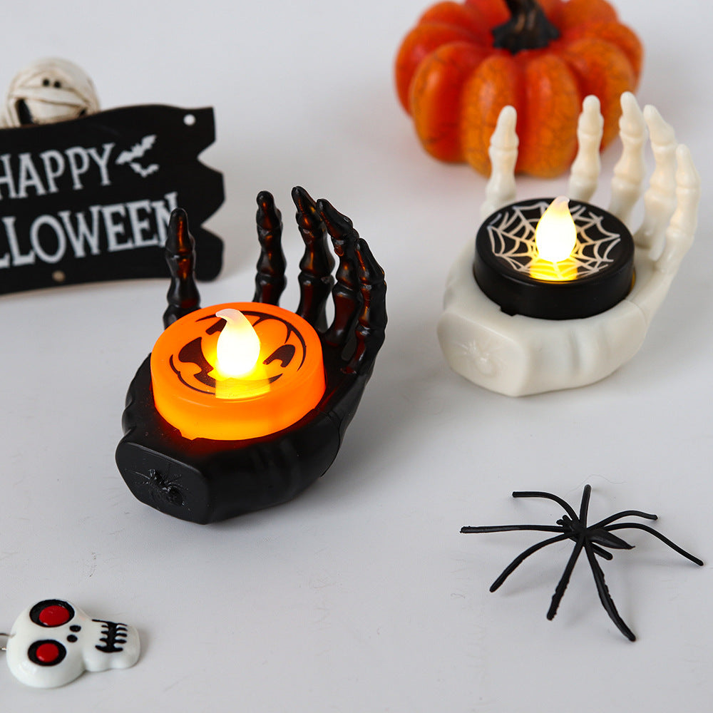 Halloween Ambient Lighting Skeleton Hand Decoration – LED Candle for Party and Spooky Decor