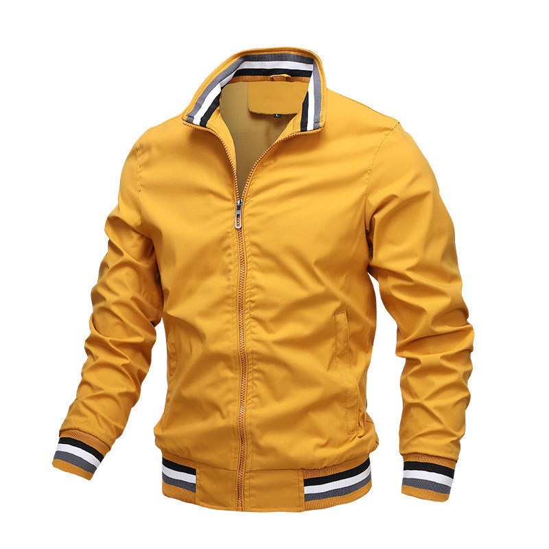 Men's Sporty Bomber Jacket with Ribbed Cuffs