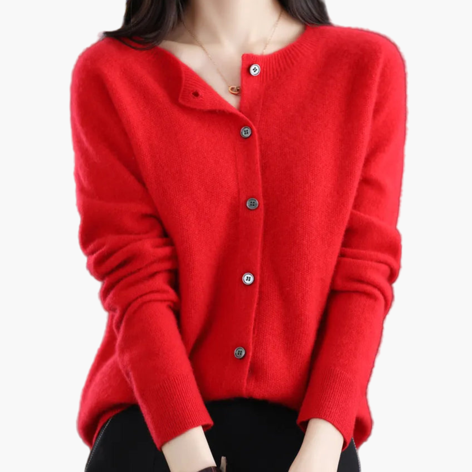 Women's Classic Knitted Cardigan with Round Neck – Stylish and Comfortable for Every Occasion