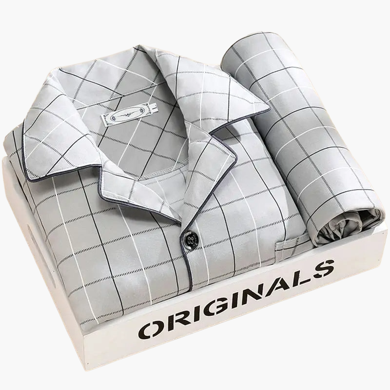 Men's Pajama Set – Stylish Lounge & Sleep Outfit With Feather Print – Comfortable Nightwear For The Whole Year