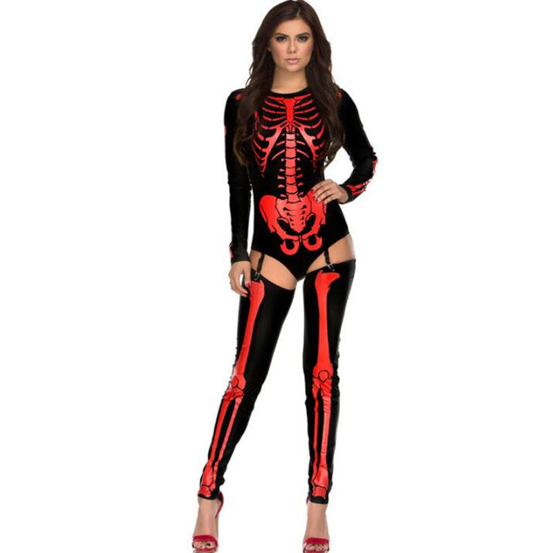 Women's Halloween Skeleton Catsuit Costume - Sexy Bodysuit for Party & Celebration