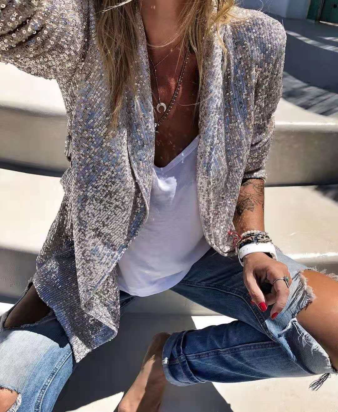 Women's Sequin Blazer – Glamorous Look for Party and Evening Wear