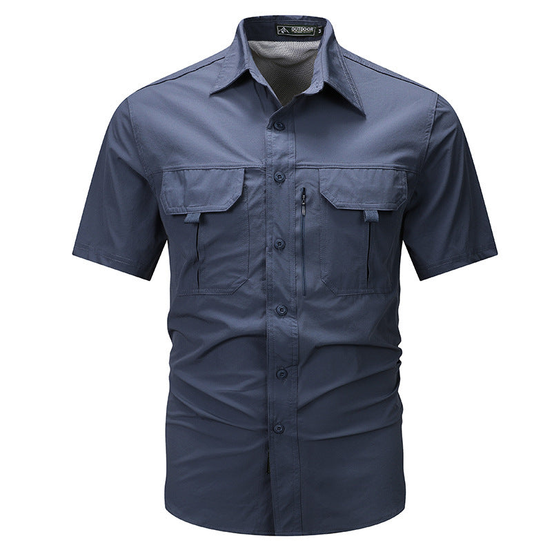 Men's Outdoor Short Sleeve Shirt with Functional Pockets – Ideal for Active Days