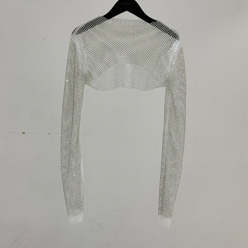 Ladies Sparkling Mesh Bolero – Stylish Crop Design for Party and Evening Look