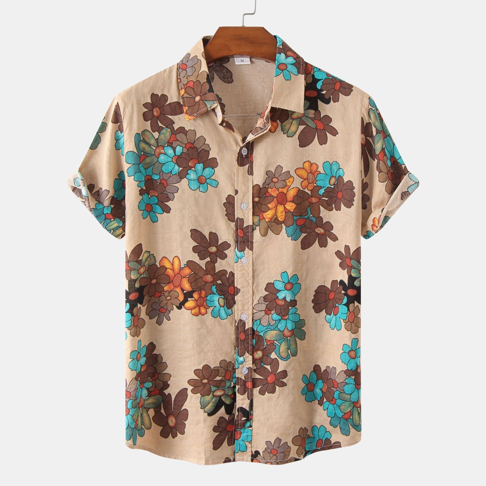 Men's Short Sleeve Shirt with Floral Print – Casual Style for Summer and Vacation