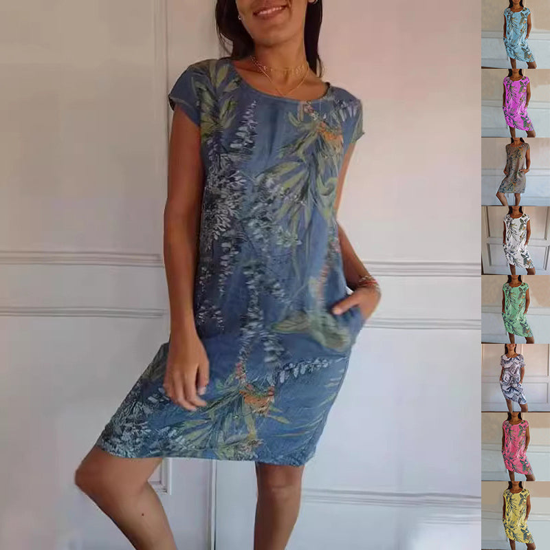 Fiona – Dress with Flower and Leaf Print for Women