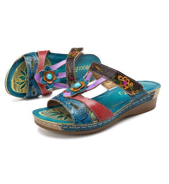 Hayley – Hakken Slippers with Ethnic Flowers for Women