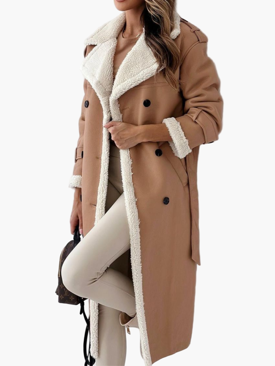 Women's Long Stylish Winter Coat with Warm Collar – Elegant Trend Coat for Autumn and Winter