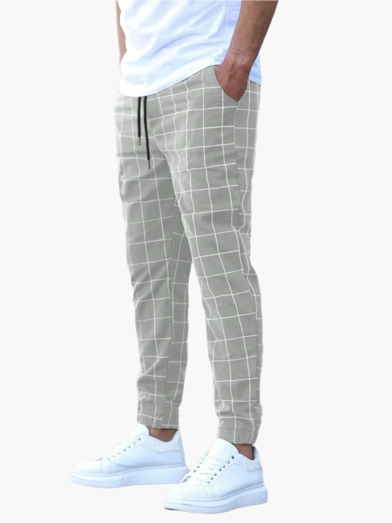 Men's Jogging Pants with Checkered Pattern – Stylish Casual Pants for Daily Use