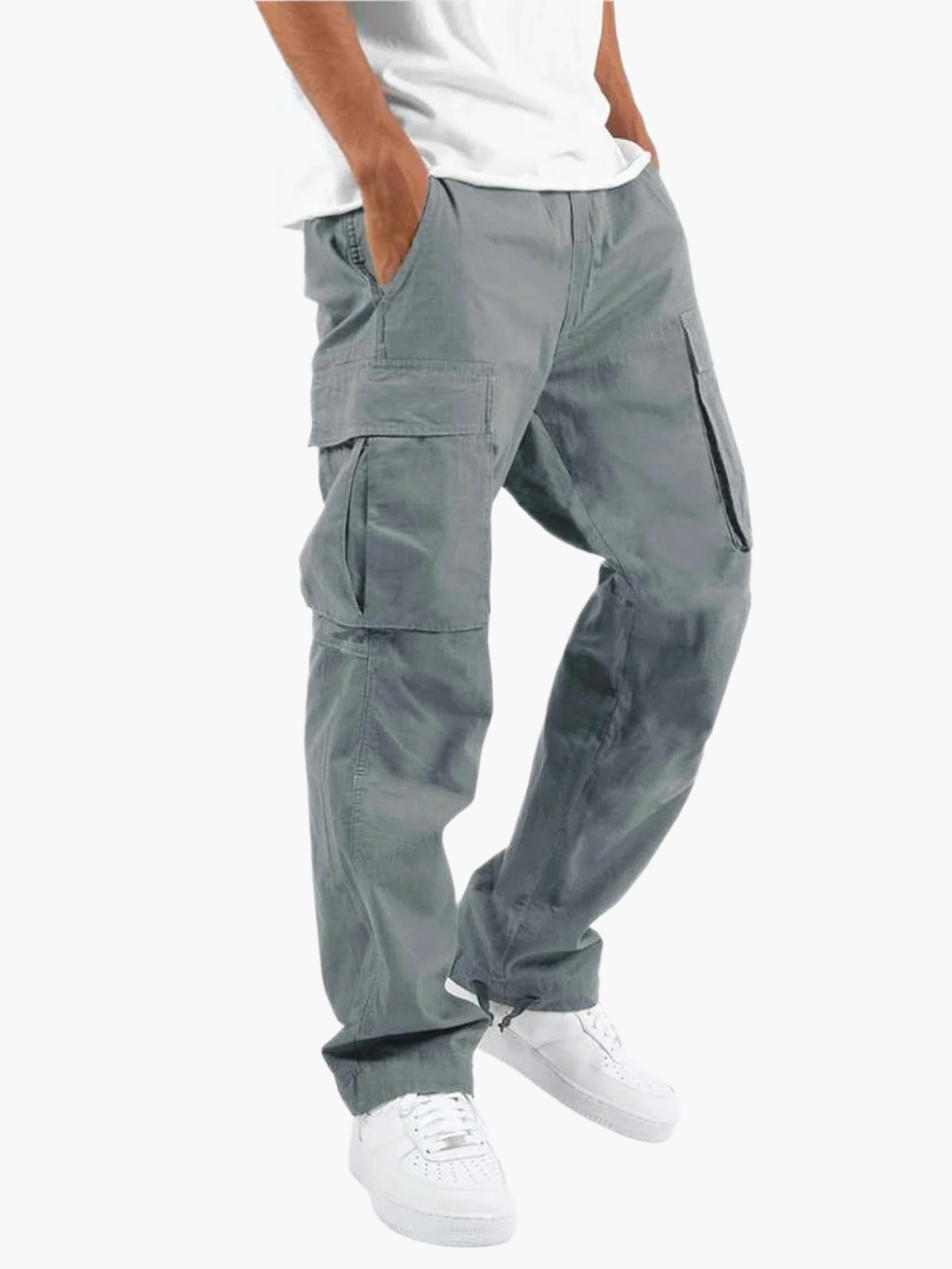 Men's Cargo Pants with Functional Pocket Details and Casual Fit