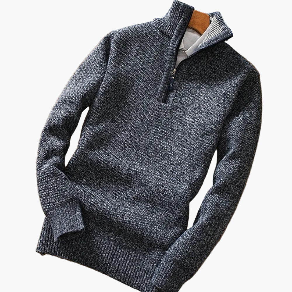 Men's Knitted Half-Zip Sweater for Casual and Business Looks