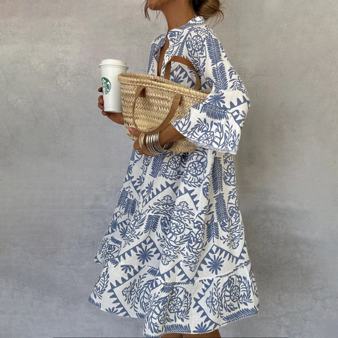 Lauren – Dress with V-neck and Long Sleeves
