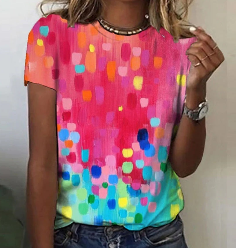 Margaret – Floral Print Round Neck T-shirt
