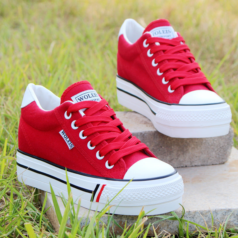 Abigail – Canvas Platform Sneakers in White