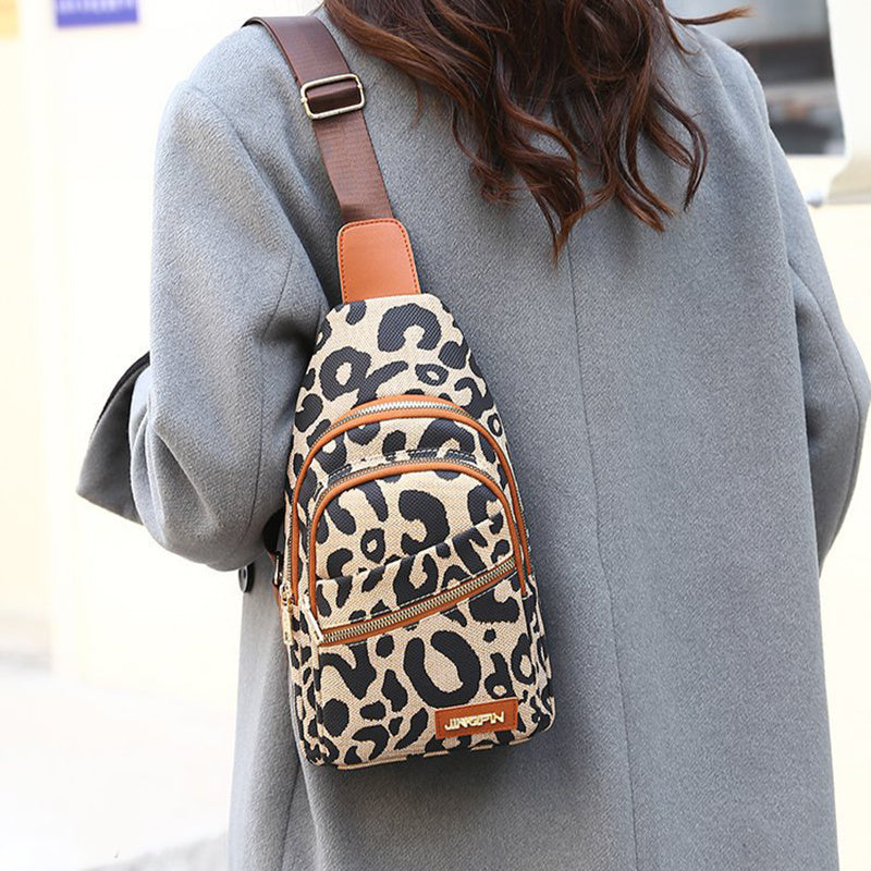 Natalie – Leopard Print Shoulder Bag with Headphone Jack
