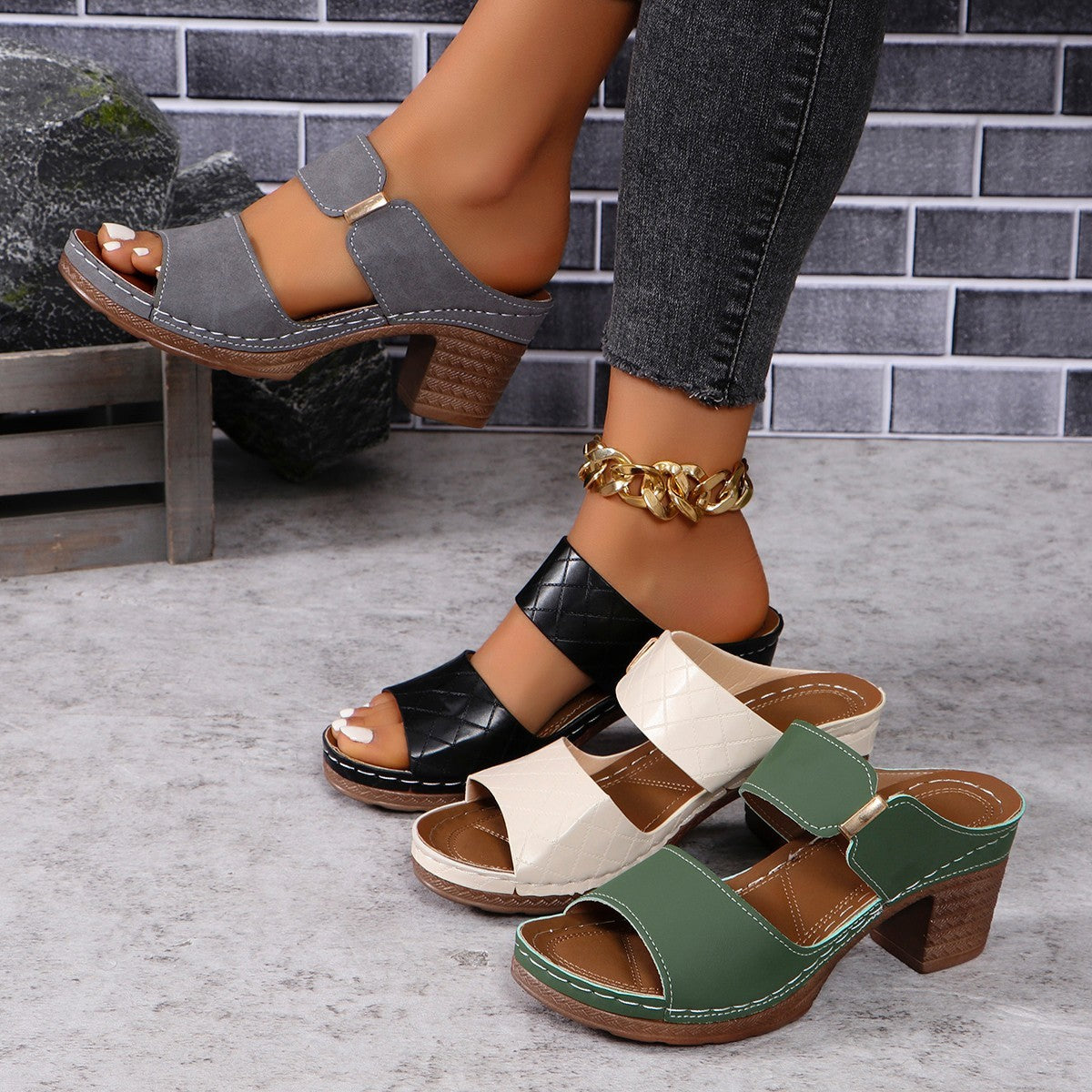 Lauren – Summer Women's Fashion Round Toe Sandals With Heel