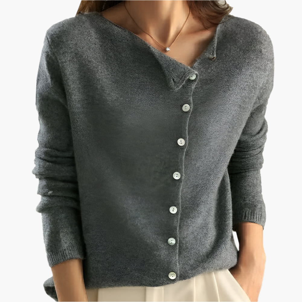 Women's Casual Cardigan with Asymmetrical Button Closure – Comfortable Style for Every Occasion