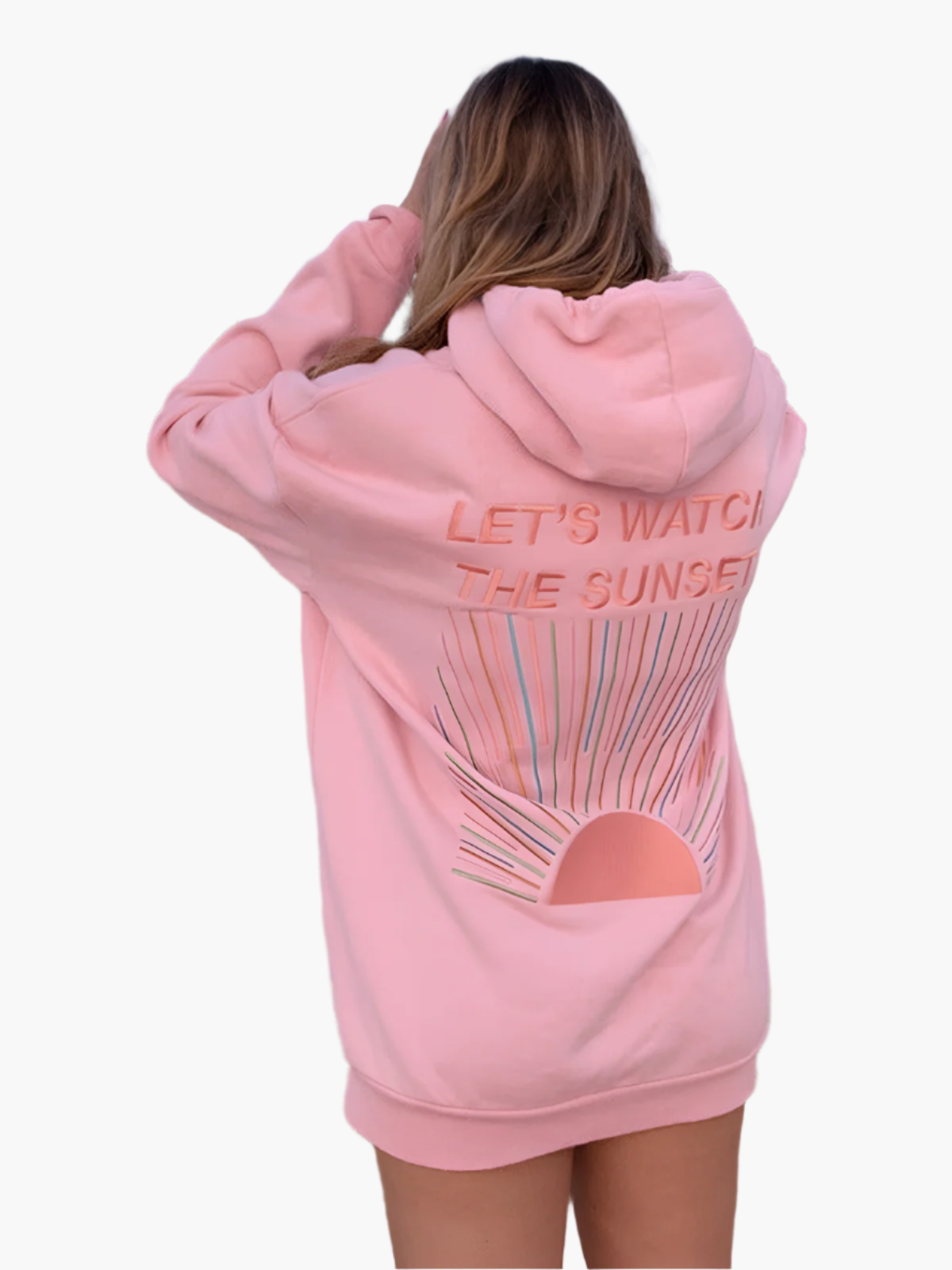 Women's Hoodie Oversized – Casual Statement Sweater with Sunset Print and Inspirational Text – Perfect for Beach, Leisure, and Travel
