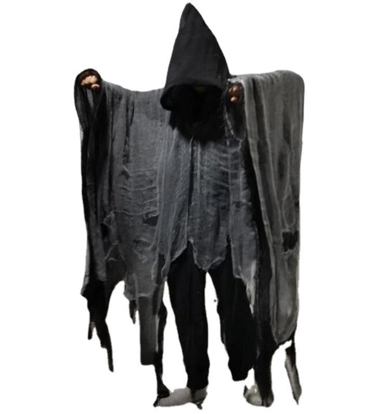 Halloween Ghost Costume for Adults – Creepy Cloak with Hood – Perfect for Halloween Party & Decoration