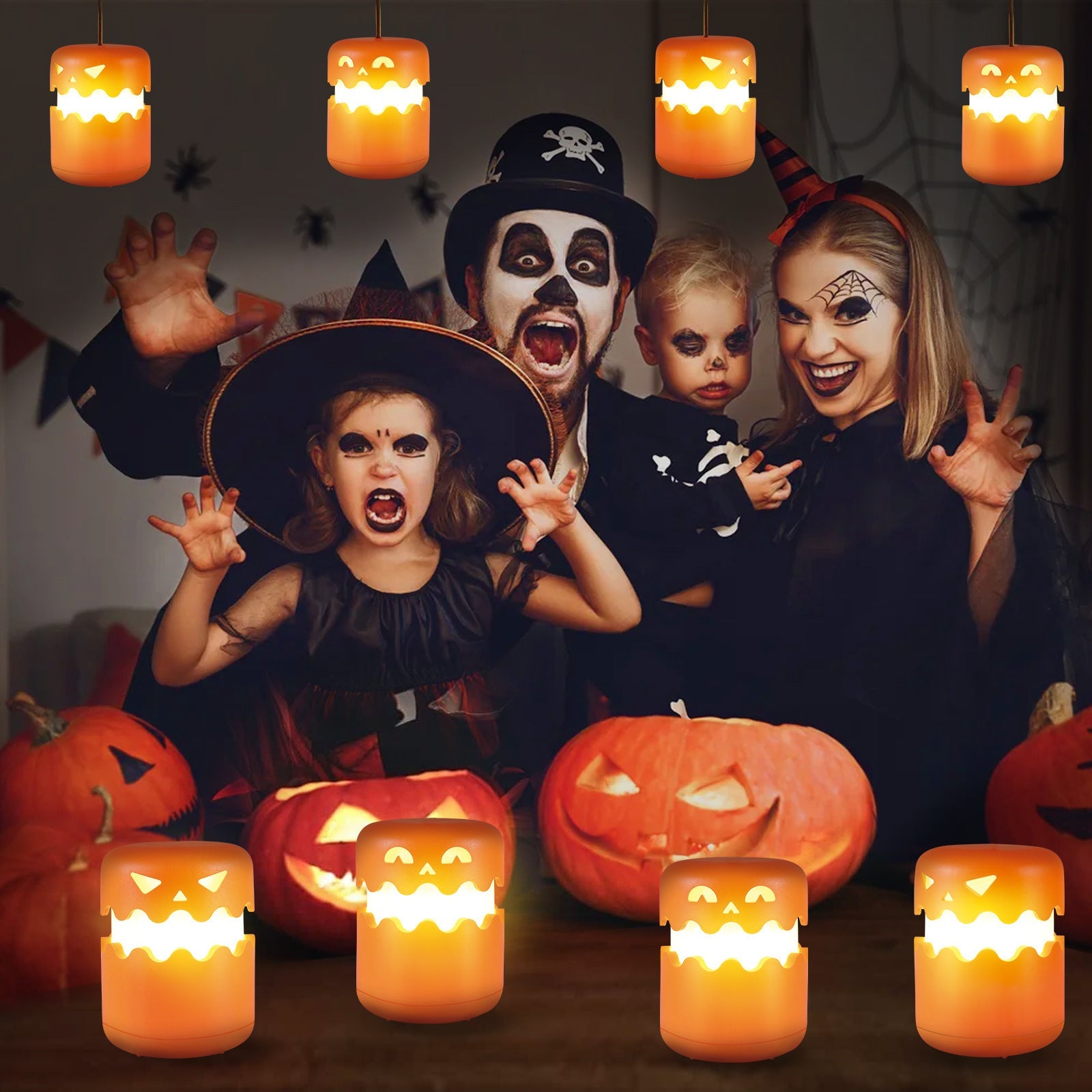 Halloween Decorative LED Lamps – Pumpkin Face – Festive Atmosphere Lighting for Halloween Parties & Trick-or-Treat