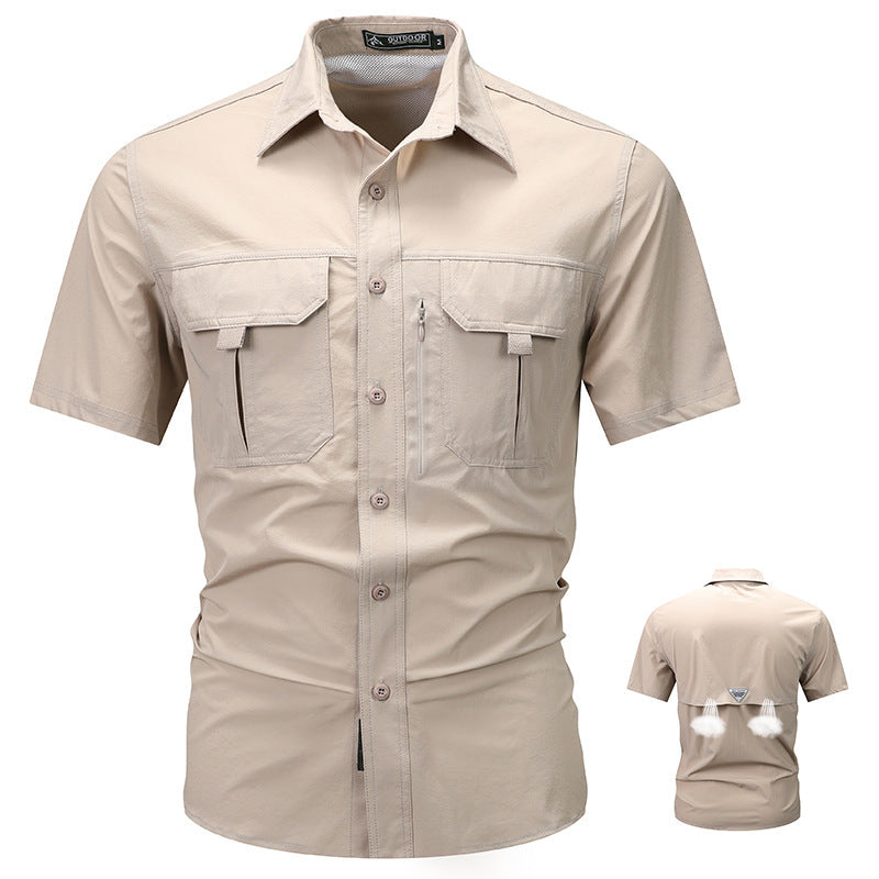 Men's Outdoor Short Sleeve Shirt with Functional Pockets – Ideal for Active Days