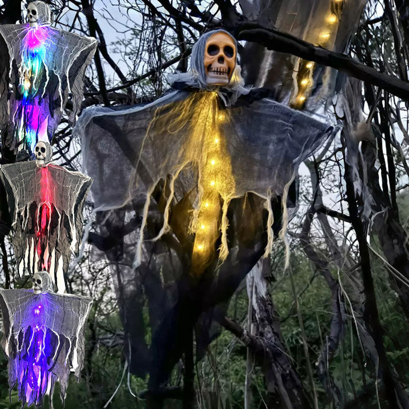 Halloween Hanging Ghost Decoration with LED Lighting - Spooky Garden and Party Decoration